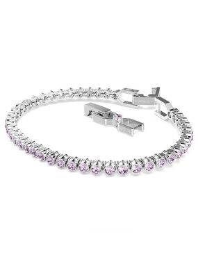 Swarovski Tennis Bracelet Round Pink Amethyst Stones with Extender